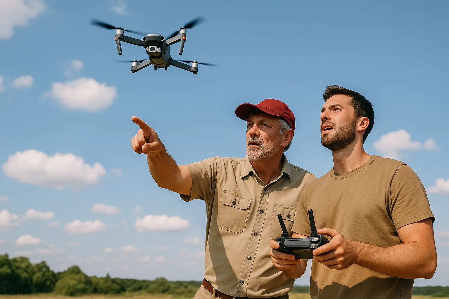 тренировка спасательной миссии с дроном и инструктором